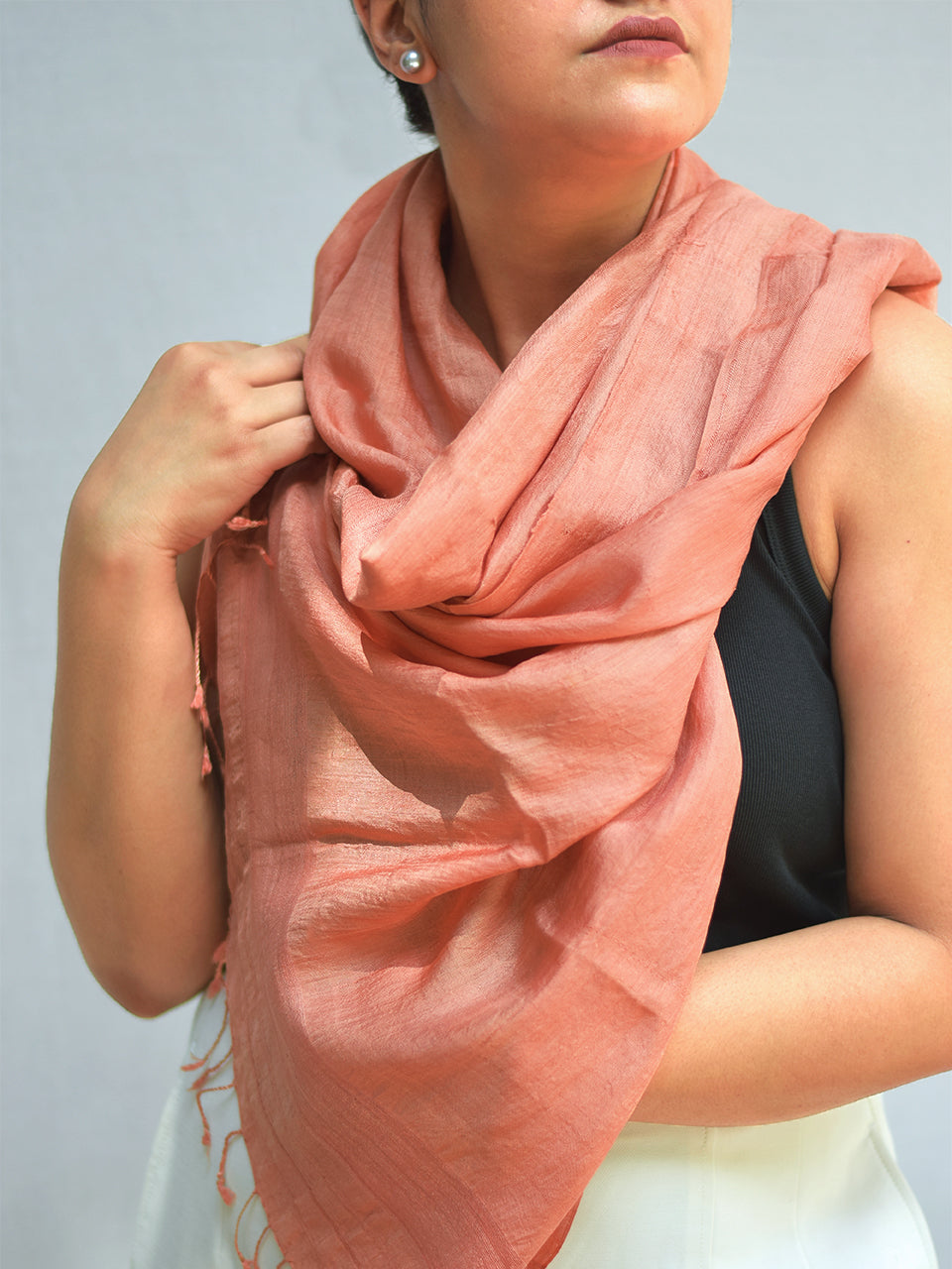 Niseko - Peach Nuni Silk Shawl