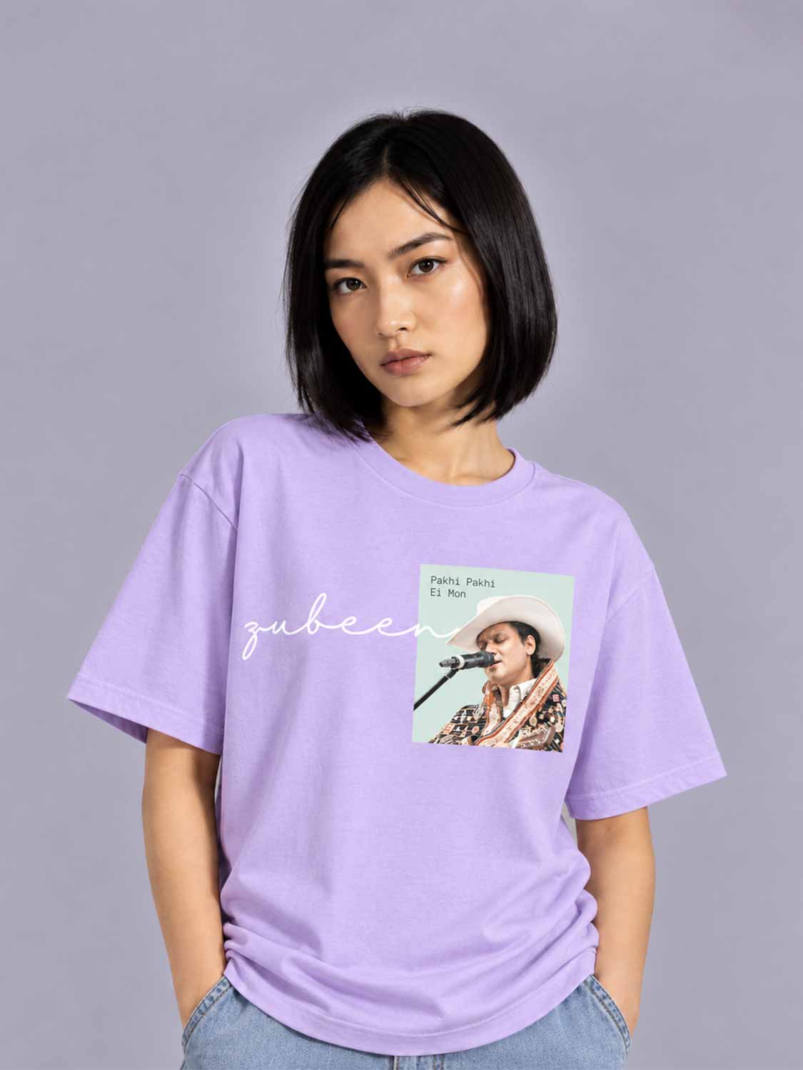 Zubeen Garg “Pakhi Pakhi Ei Mon” T-Shirt – Unisex Purple Cotton Graphic Tee