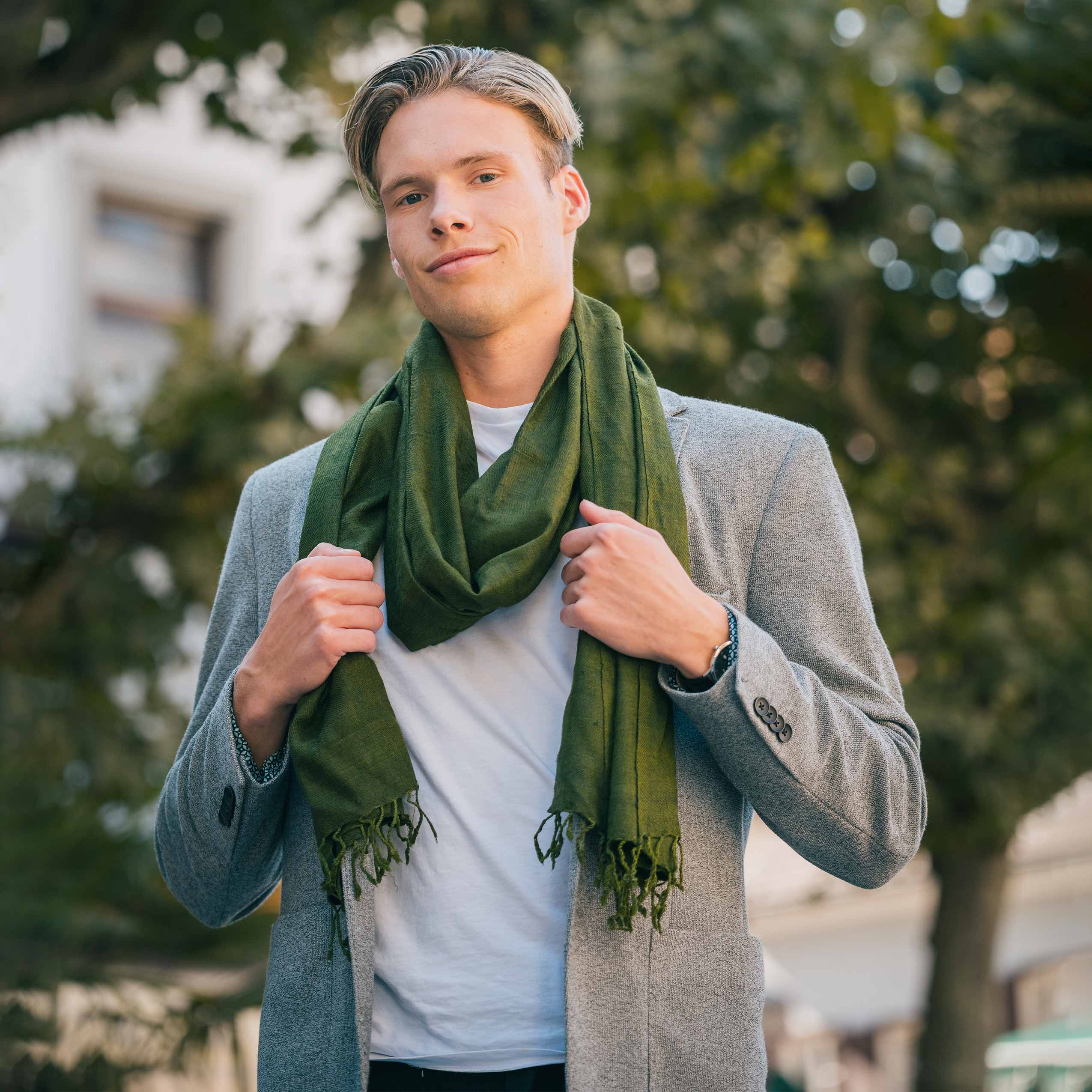 Timeless Silk - Green Eri Silk Shawl