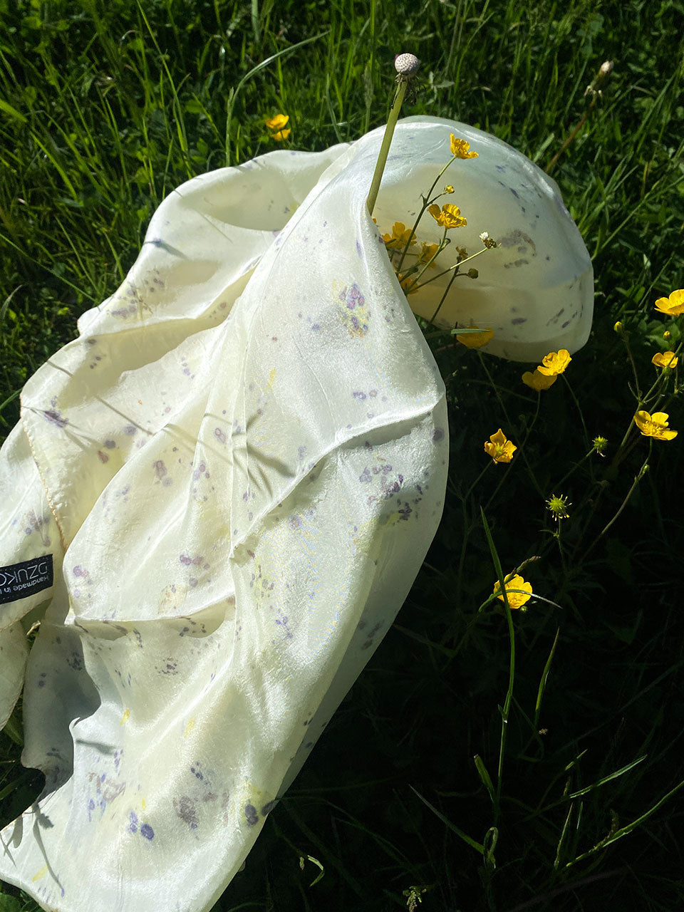 Onyx Purple-blue patterned Eco-printed Silk Scarf