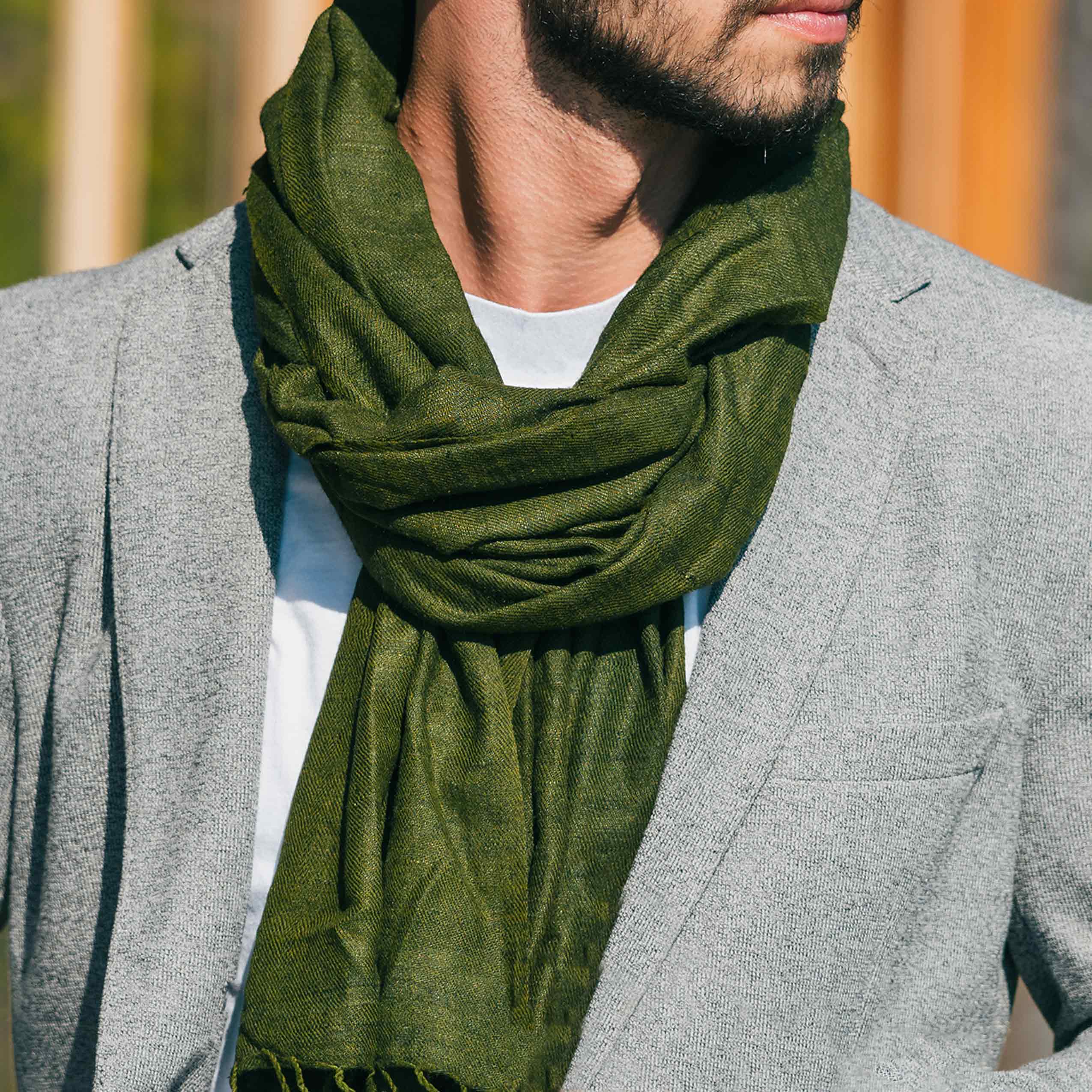 Timeless Silk - Green Eri Silk Shawl