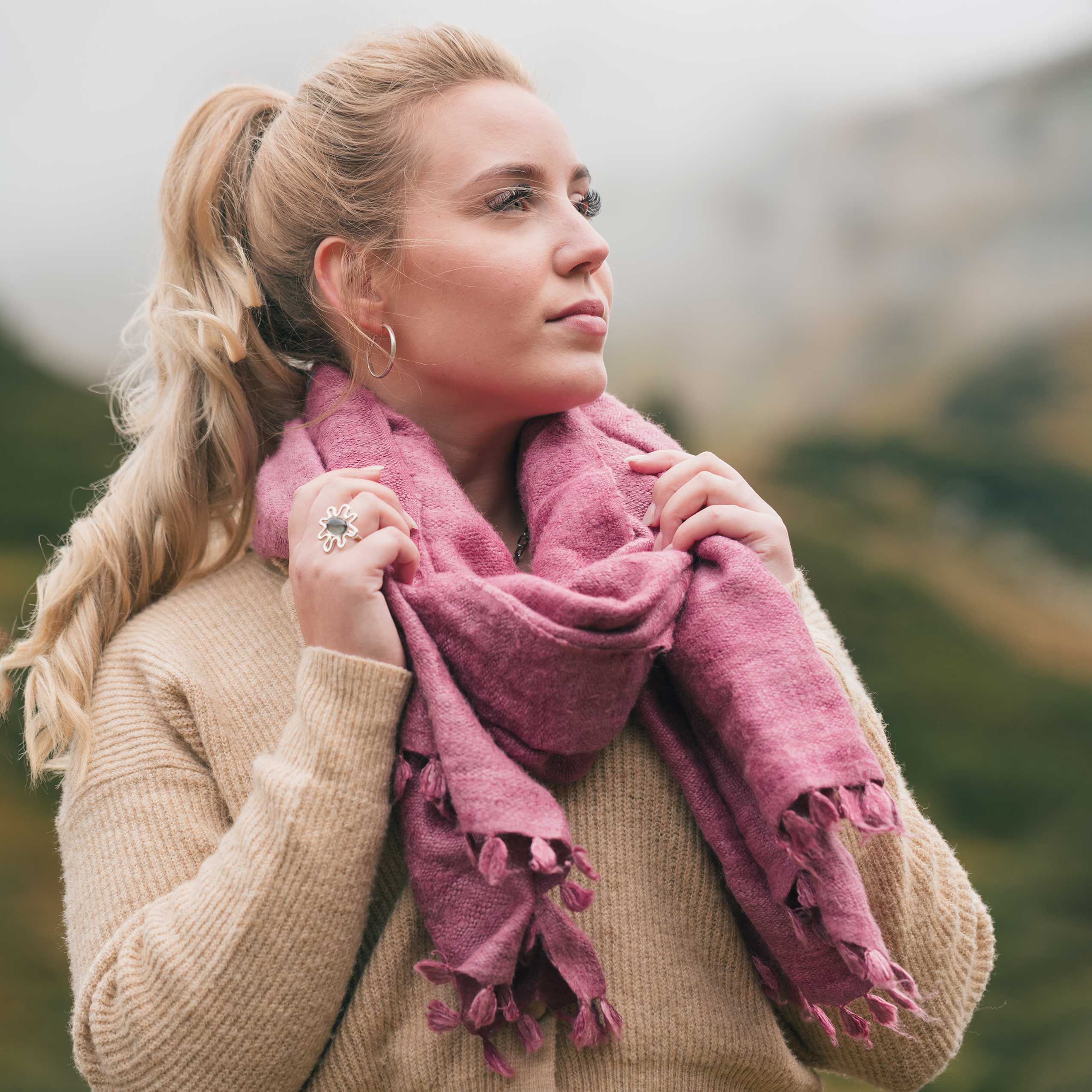 Silk Uncut - Muted Pink Eri Silk Shawl