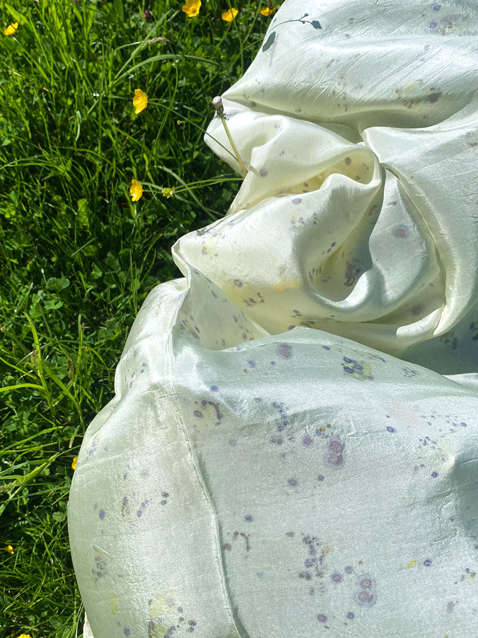 Onyx Purple-blue patterned Eco-printed Silk Scarf