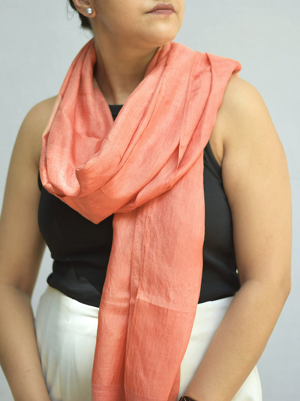 Niseko - Peach Nuni Silk Shawl