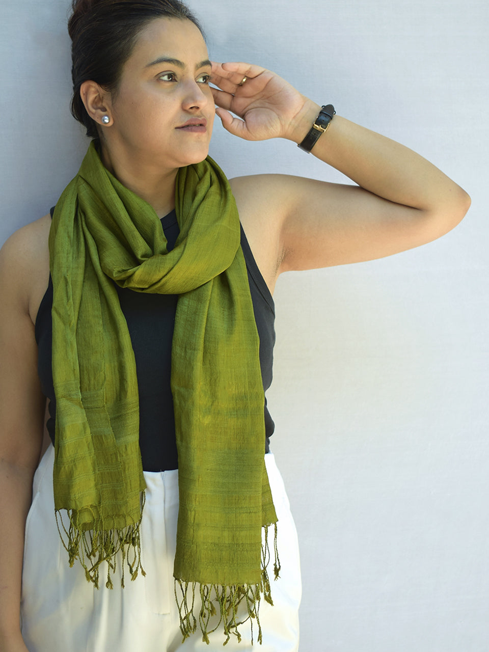 Niseko - Green Nuni Silk Shawl