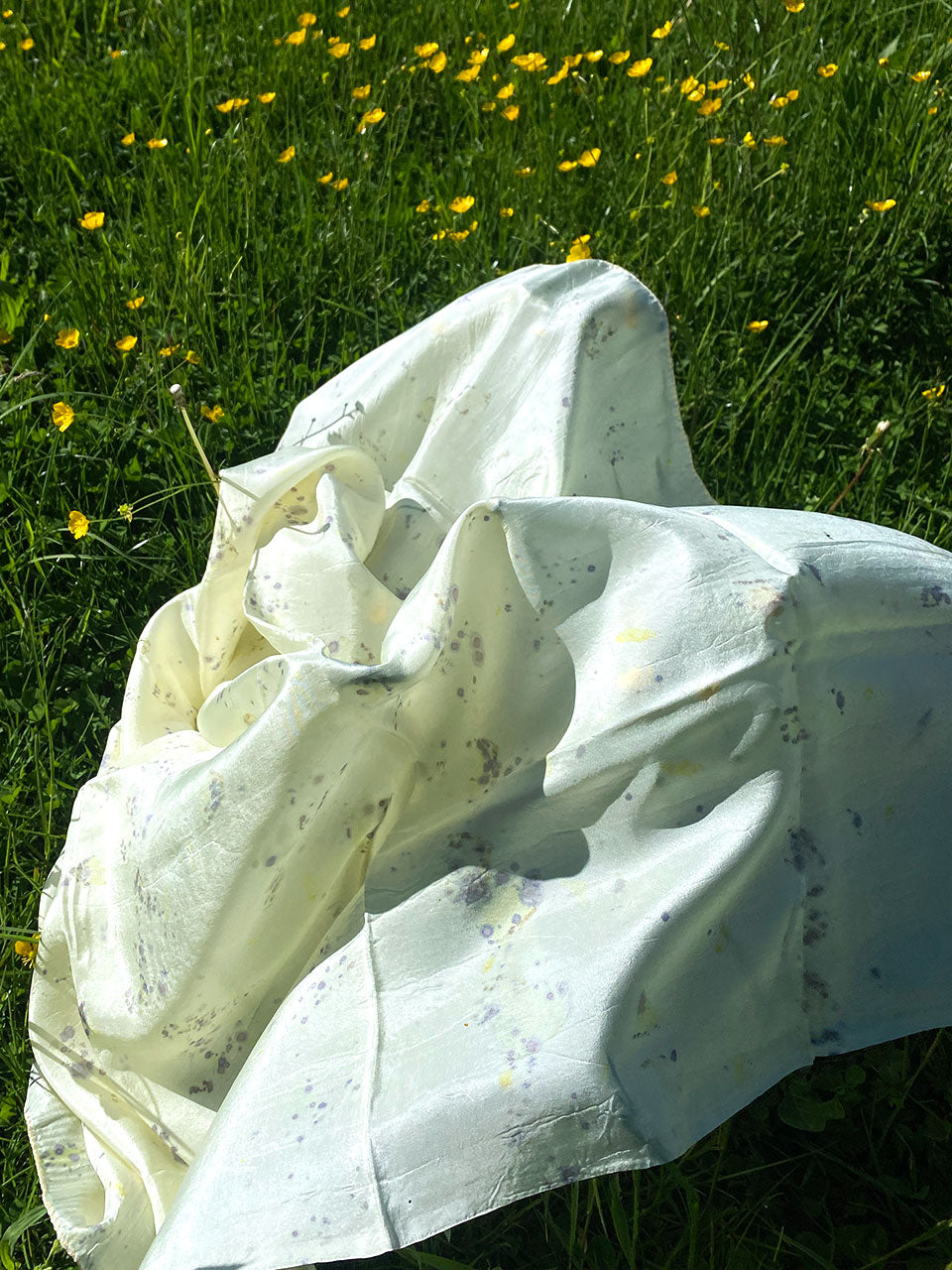 Onyx Purple-blue patterned Eco-printed Silk Scarf