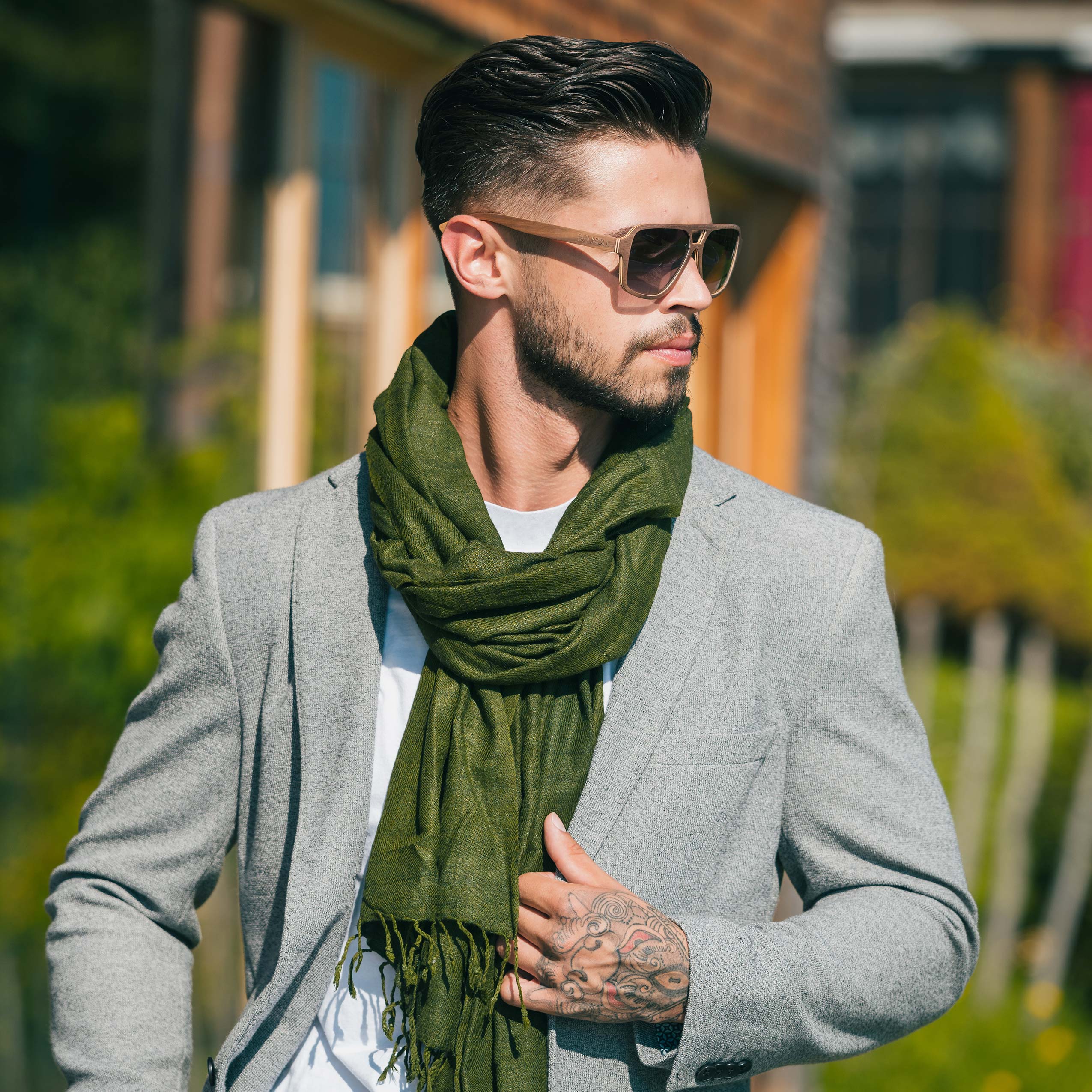 Timeless Silk - Green Eri Silk Shawl