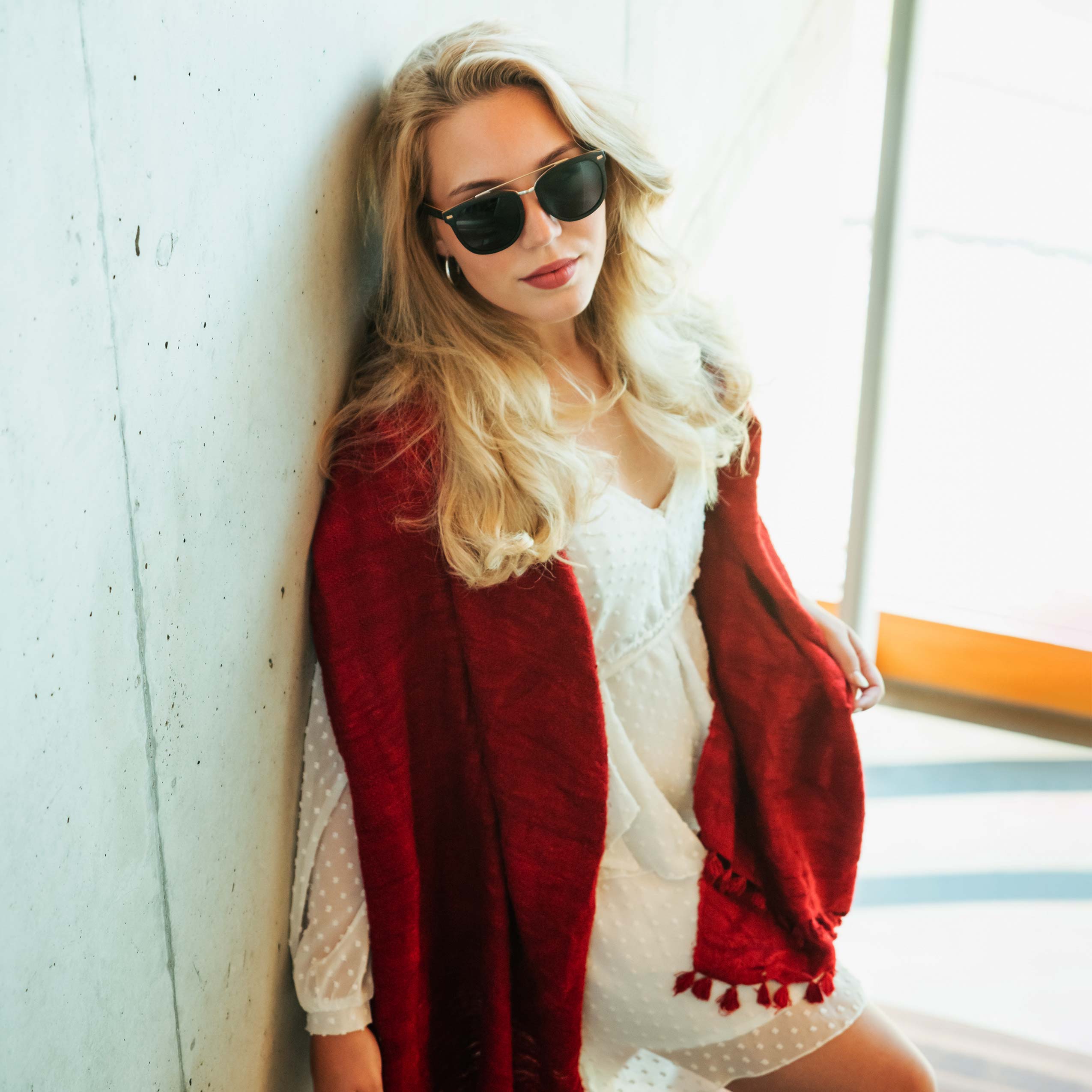 Silk Uncut - Red Eri Silk Shawl