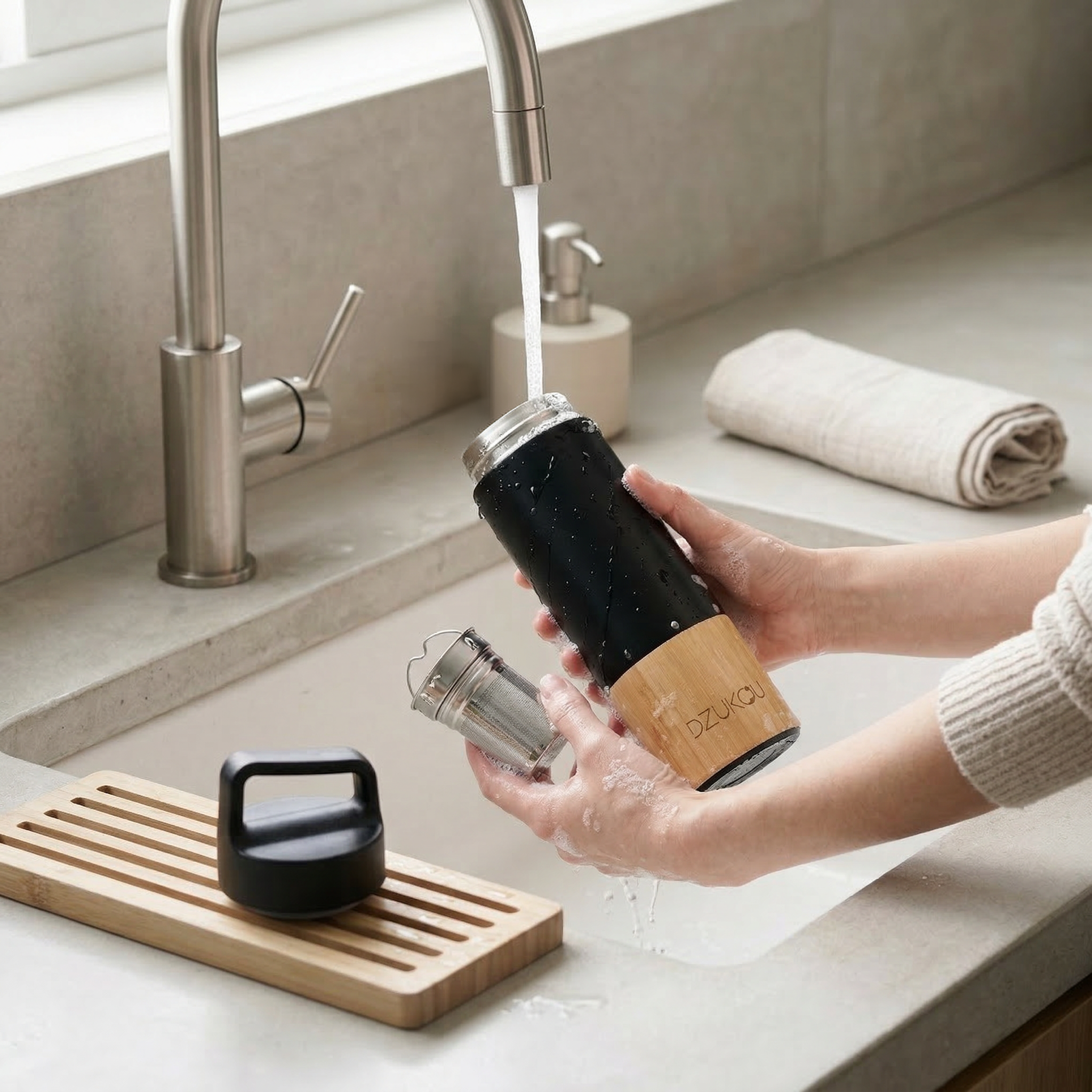 Saint Elias - Bamboo and Stainless Steel Thermos Bottle 530 ml