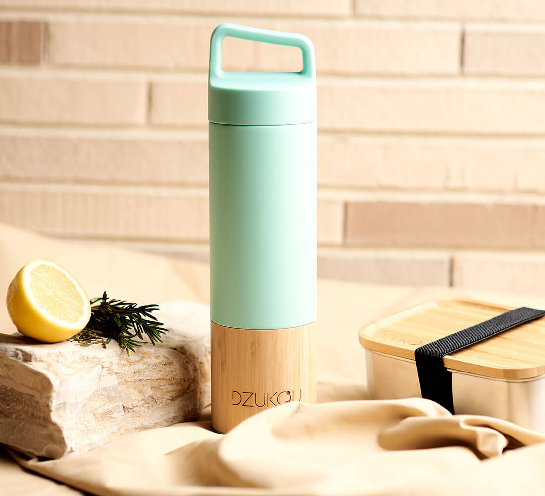 a mint coloured water bottle