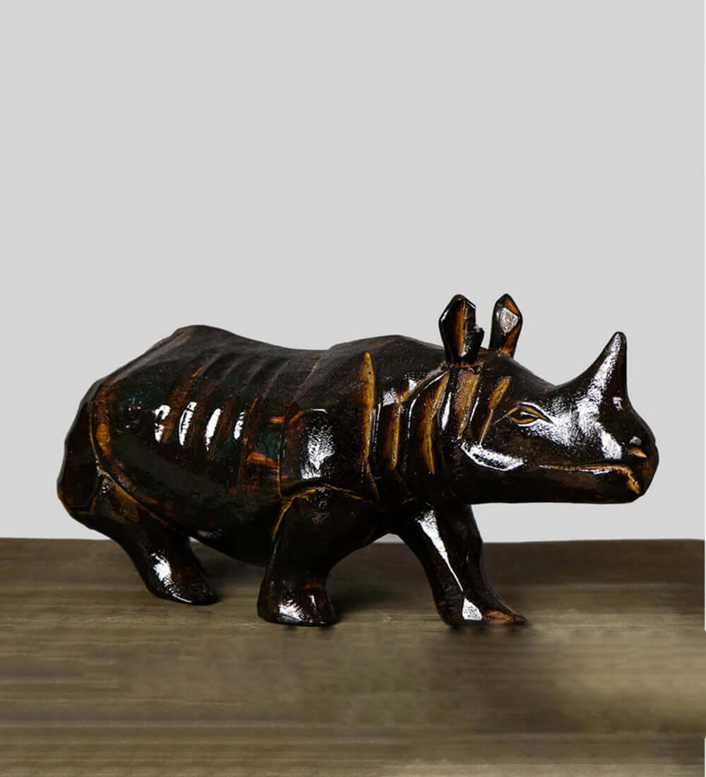 rhinoceros wood carving