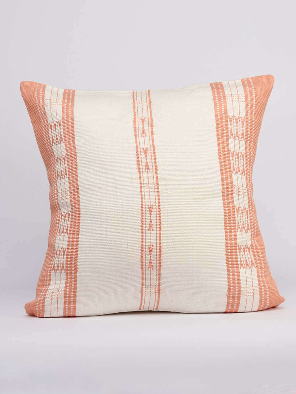 Pink and white striped pillow cover, featuring a vibrant pattern that adds a touch of color to any decor.