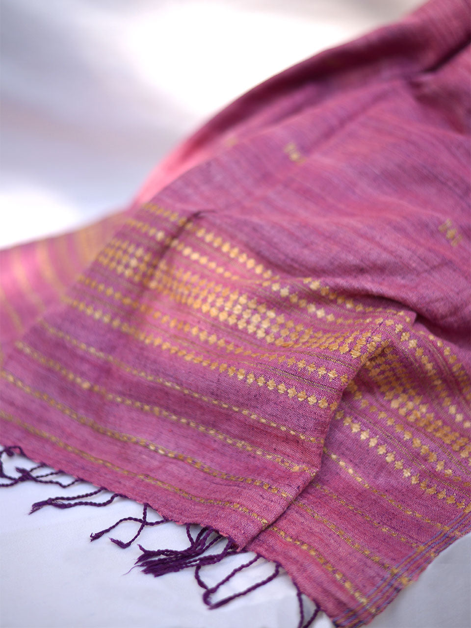 Timeless Silk - Purple Ghisa Pattern Eri Silk Stole