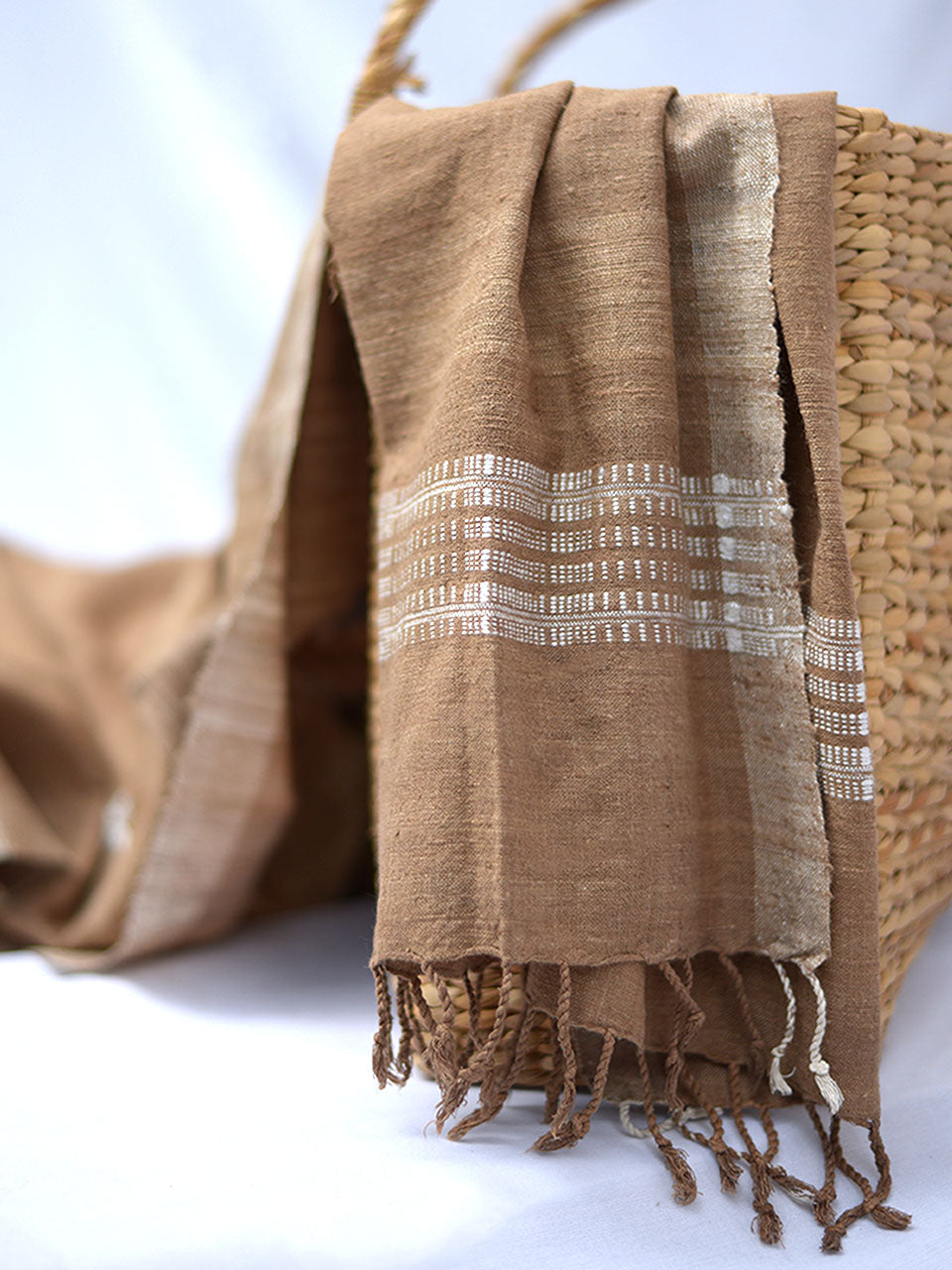 Timeless Silk - Brown Ghisa Pattern Eri Silk Stole