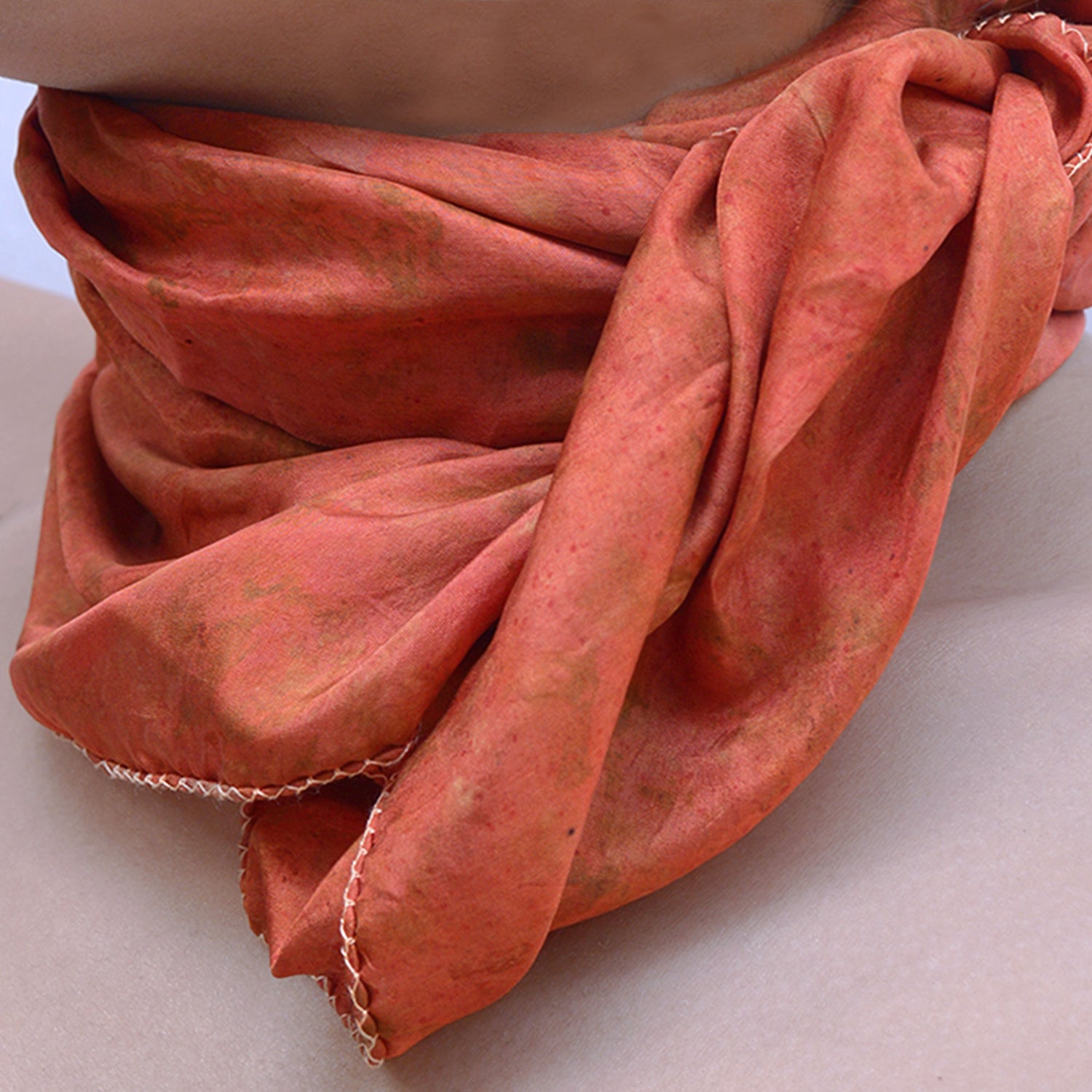 Onyx Red Eco-printed Silk Scarf