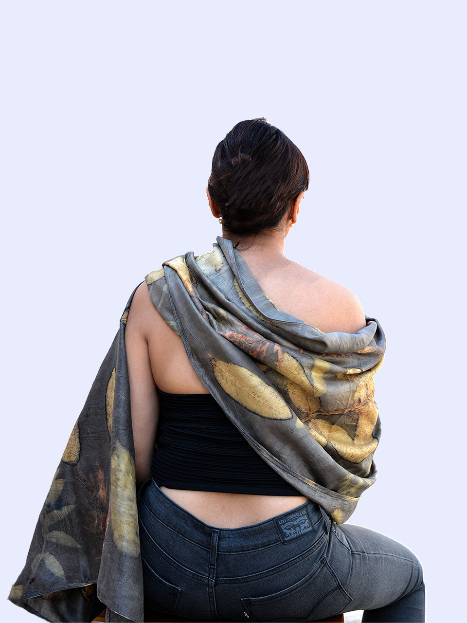 Echel - Pure Mulberry Eco-printed Grey Silk Stole