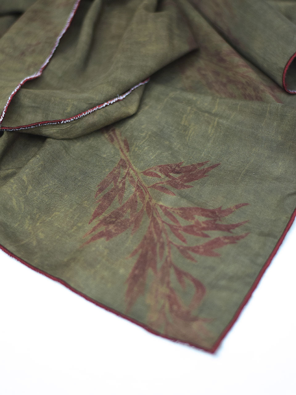 Asa - Pure Eri and Mulberry Textured Green Silk Scarf