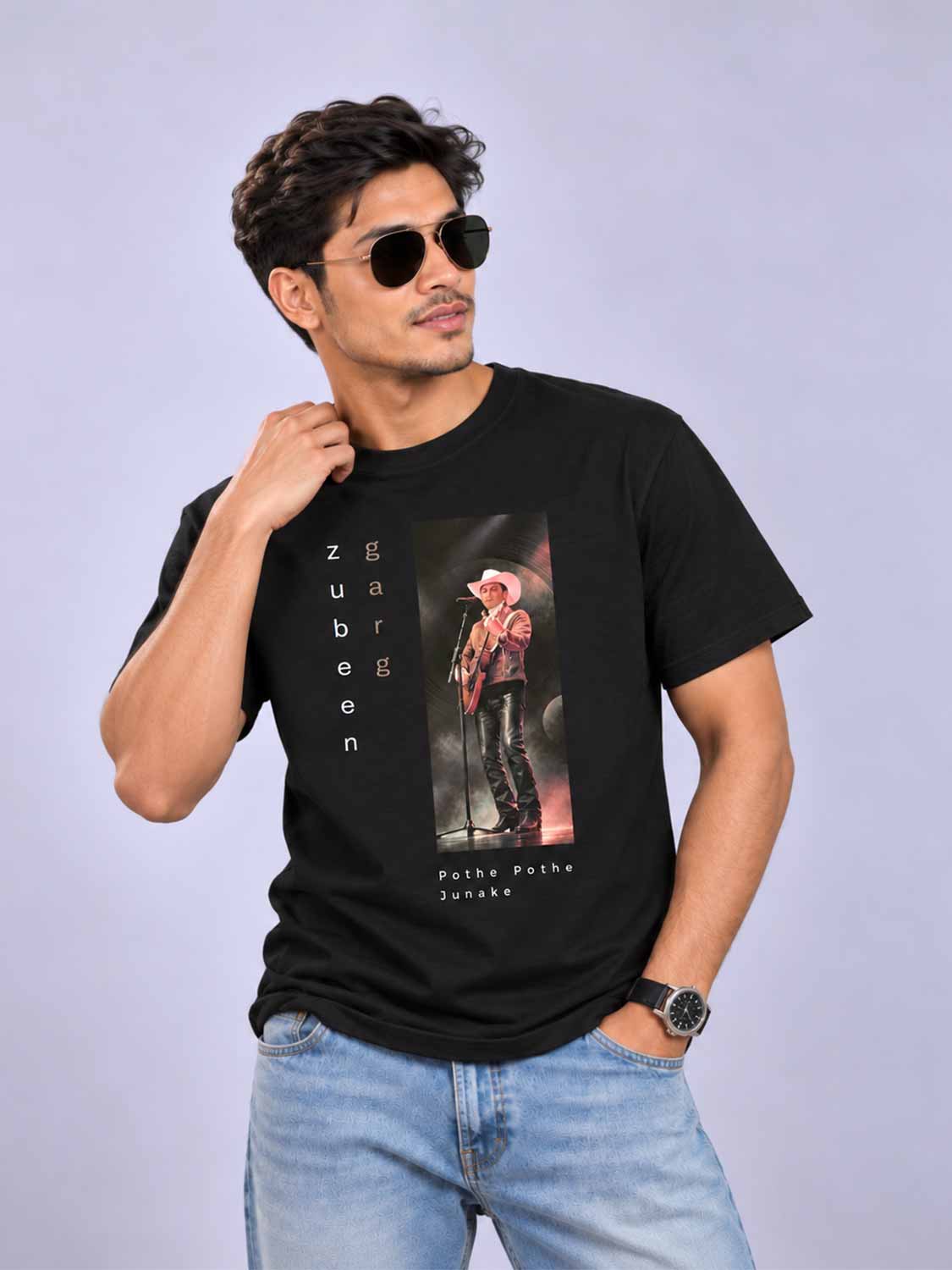 Zubeen Garg “Pothe Pothe Junake” T-Shirt – Unisex Black Cotton Graphic Tee