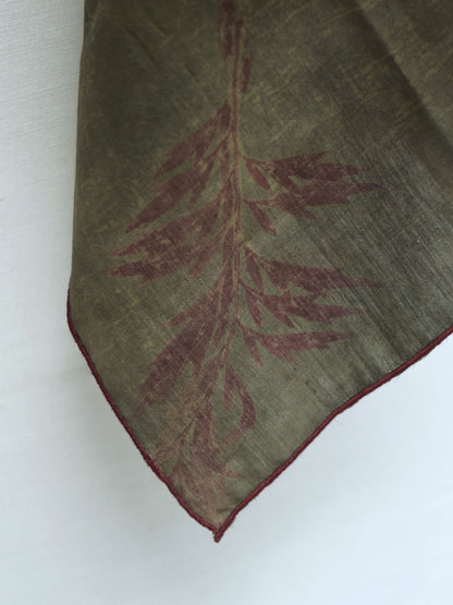 Asa - Pure Eri and Mulberry Textured Green Silk Scarf