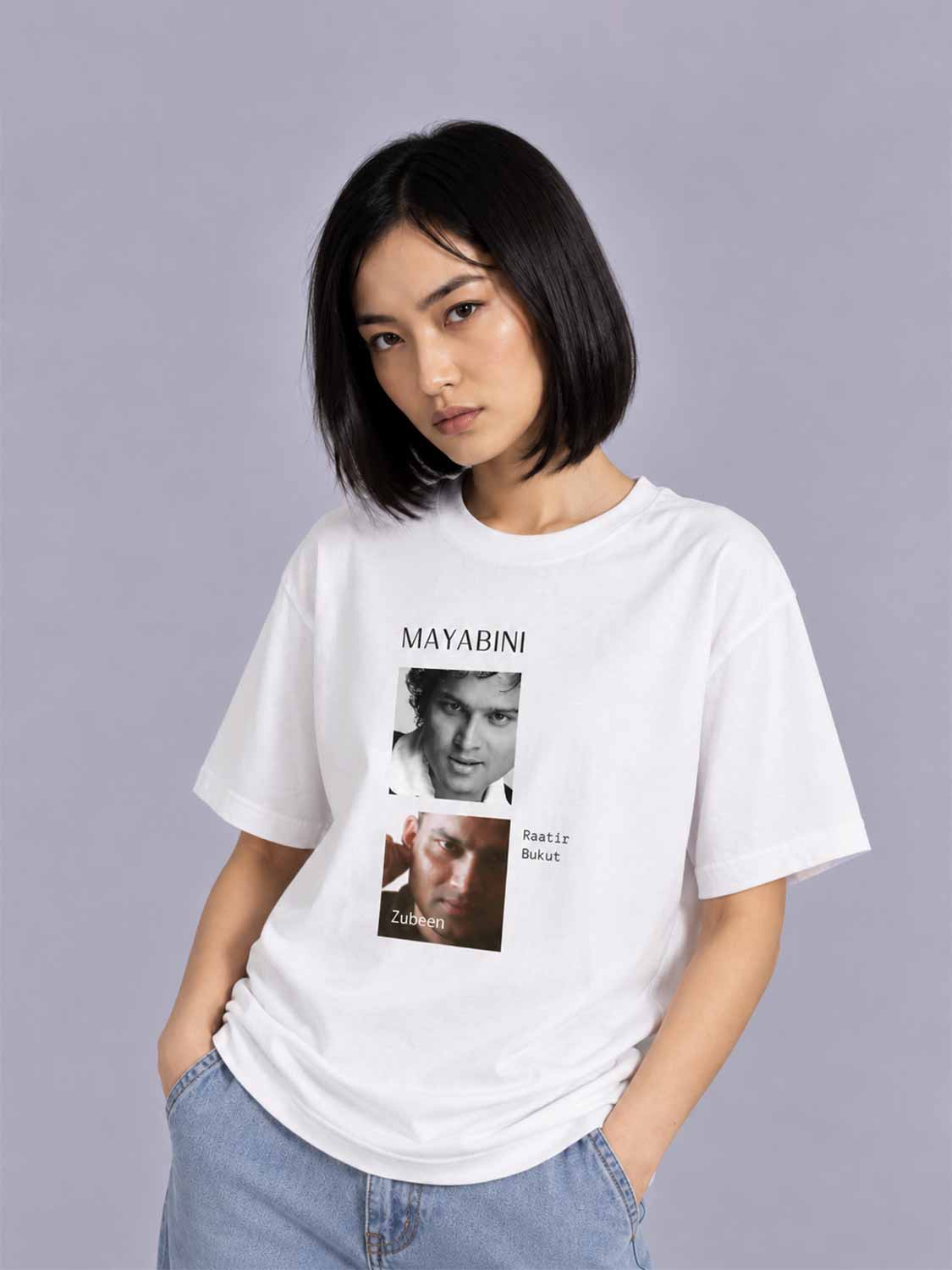 Zubeen Garg “Mayabini Raatir Bukut” T-Shirt – Unisex White Cotton Graphic Tee
