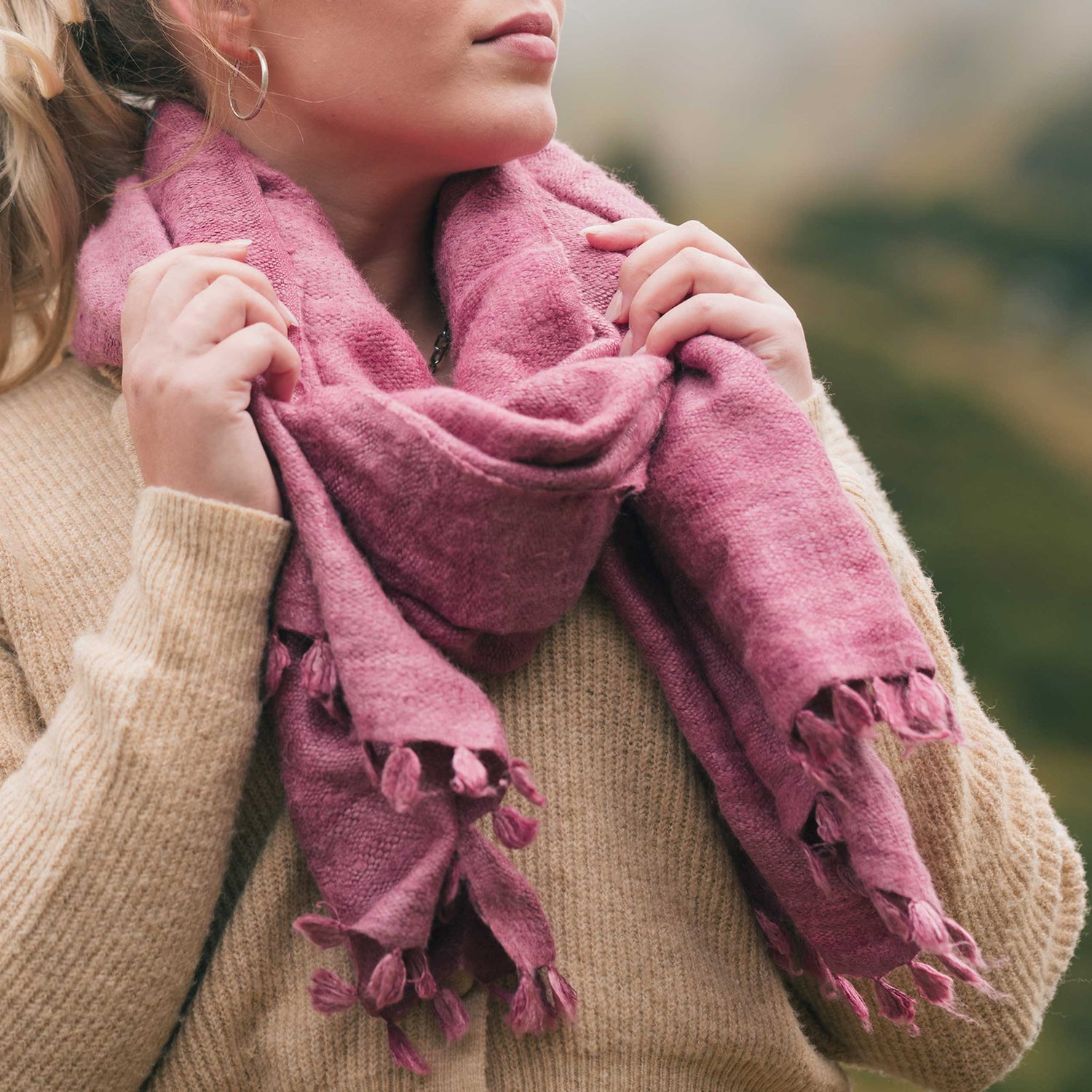 Silk Uncut - Muted Pink Eri Silk Shawl