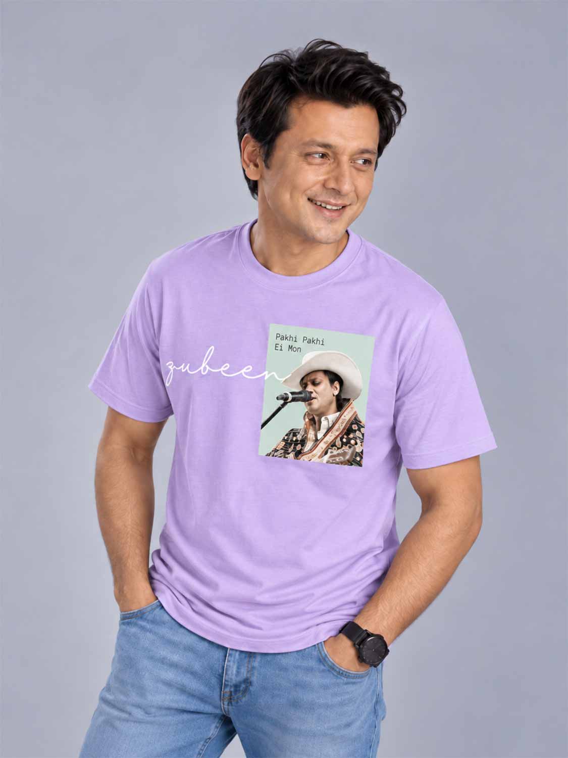Zubeen Garg “Pakhi Pakhi Ei Mon” T-Shirt – Unisex Purple Cotton Graphic Tee