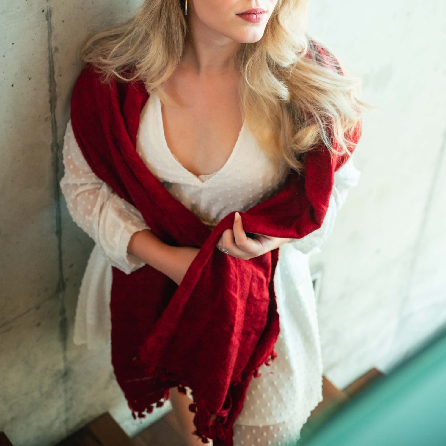 Silk Uncut - Red Eri Silk Shawl