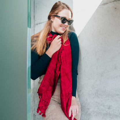 Silk Uncut - Red Eri Silk Shawl