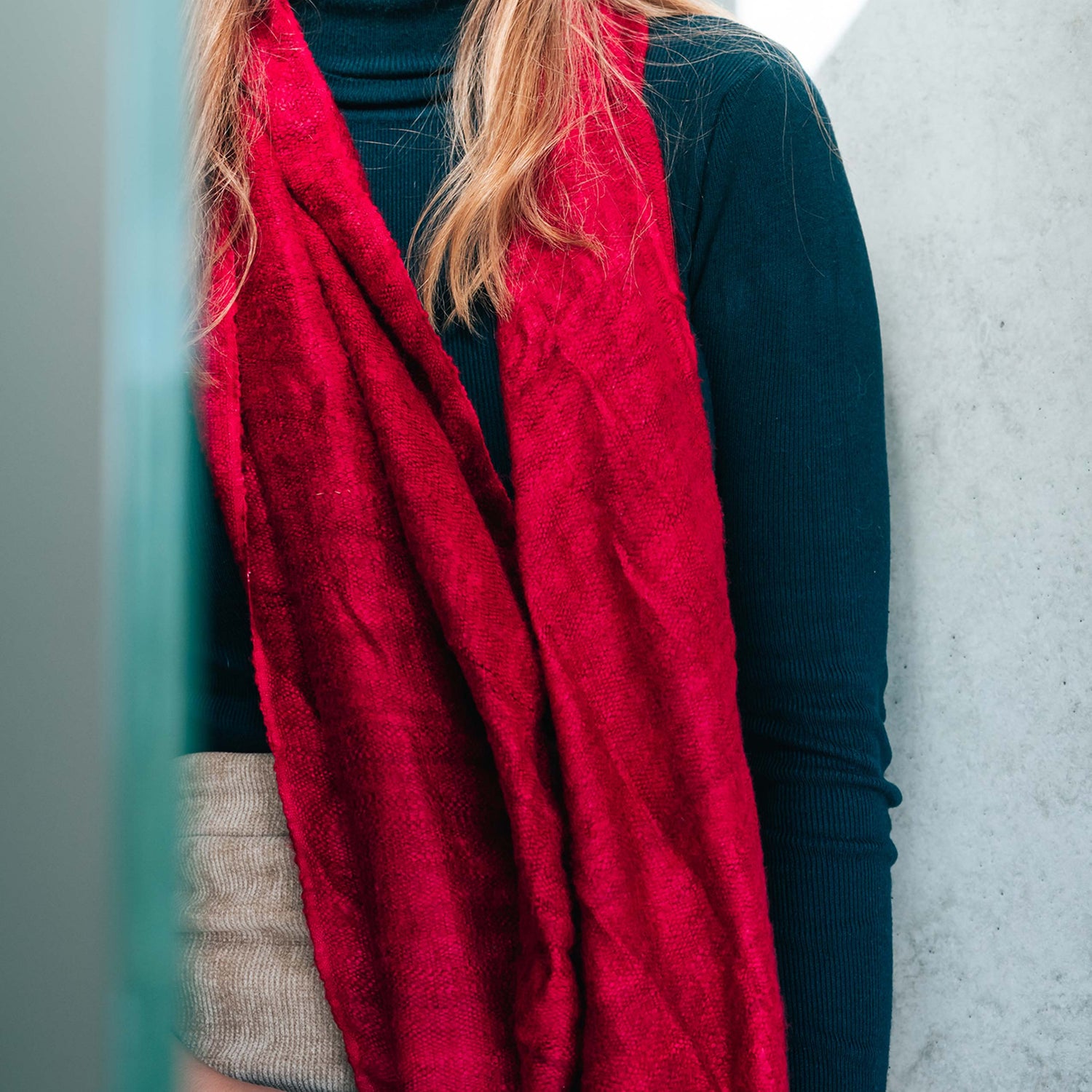 Silk Uncut - Red Eri Silk Shawl