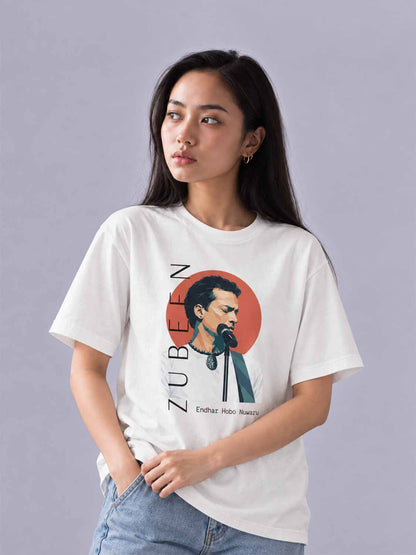 Zubeen Garg “Endhar Hobo Nuwaru” T-Shirt – Unisex White Cotton Graphic Tee