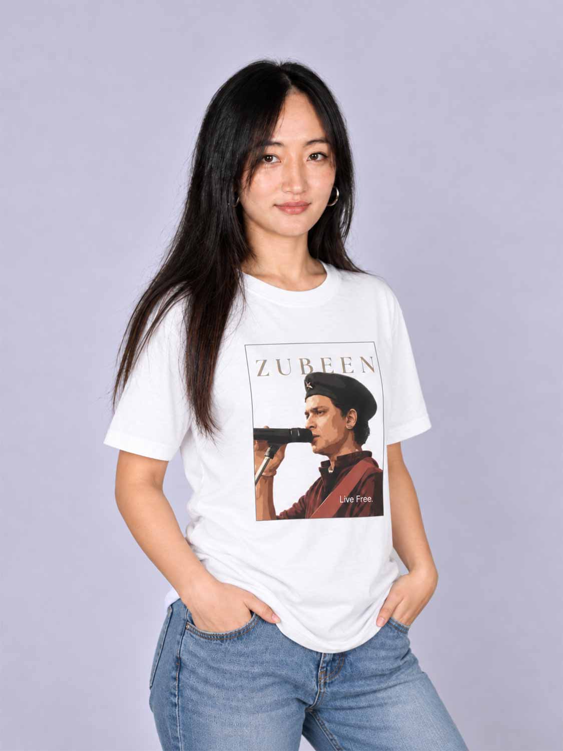 Zubeen Garg “Live Free” T-Shirt – Unisex White Cotton Graphic Tee