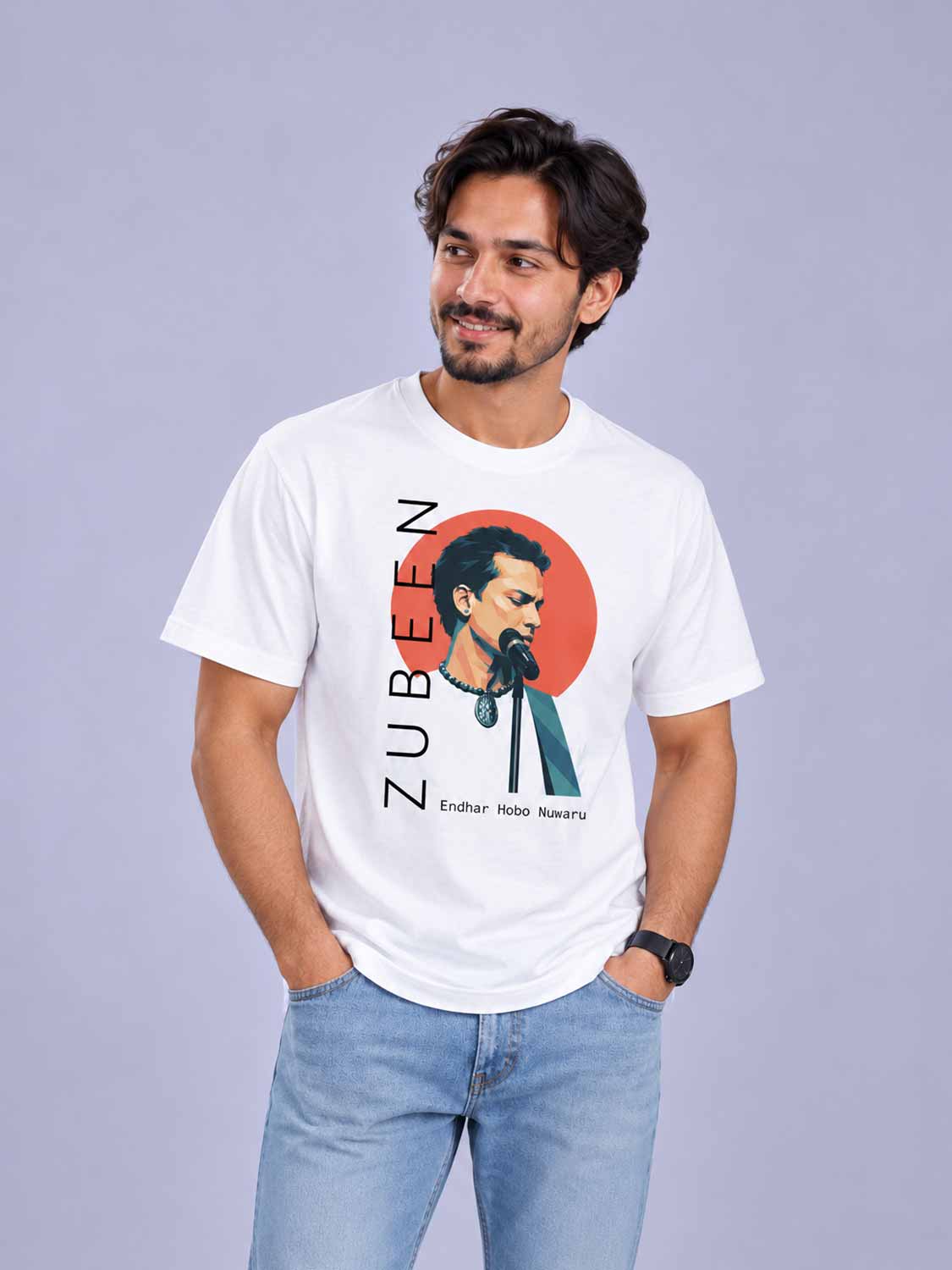 Zubeen Garg “Endhar Hobo Nuwaru” T-Shirt – Unisex White Cotton Graphic Tee