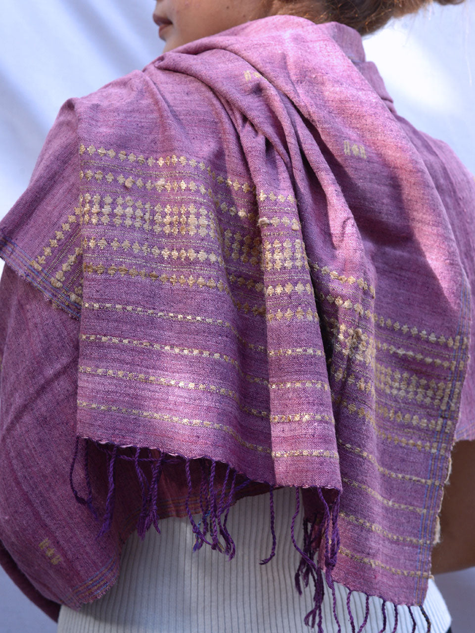 Timeless Silk - Purple Ghisa Pattern Eri Silk Stole