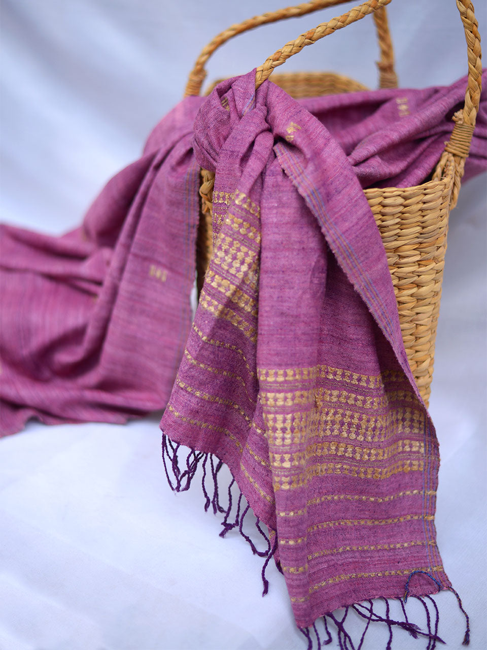 Timeless Silk - Purple Ghisa Pattern Eri Silk Stole