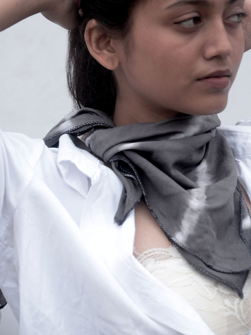 Shibori - Grey Cotton Neckerchief