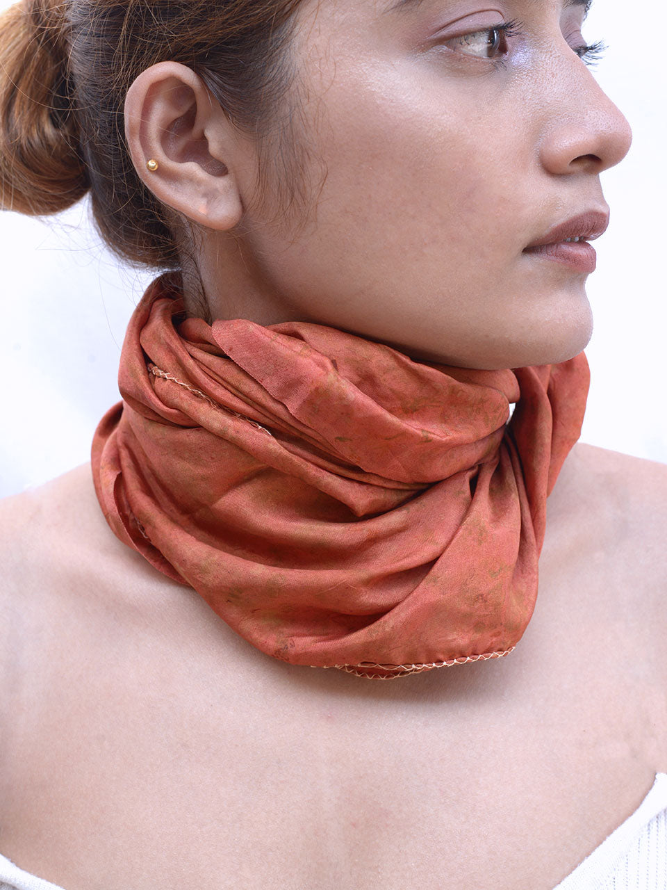 Onyx Red Eco-printed Silk Scarf