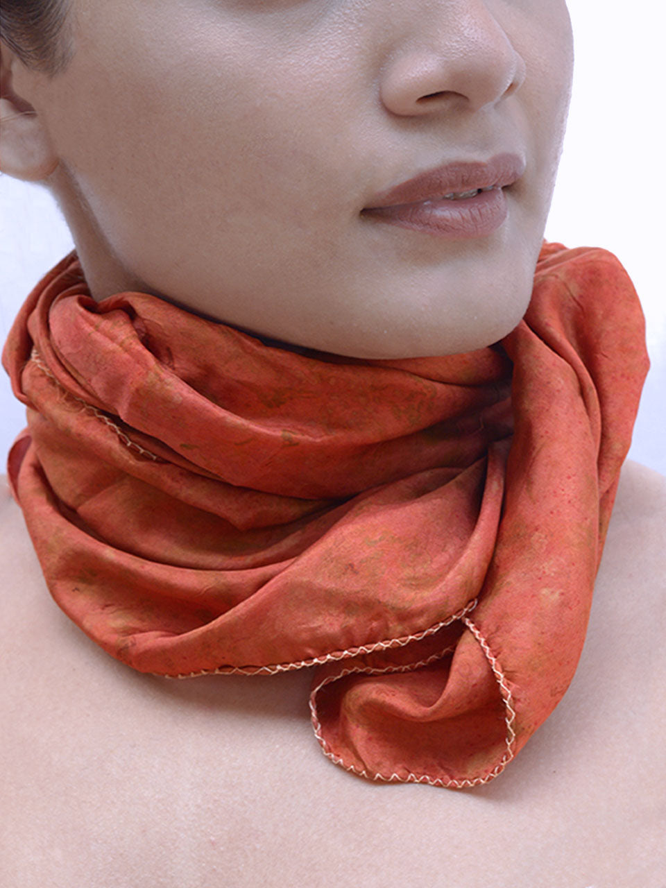 Onyx Red Eco-printed Silk Scarf