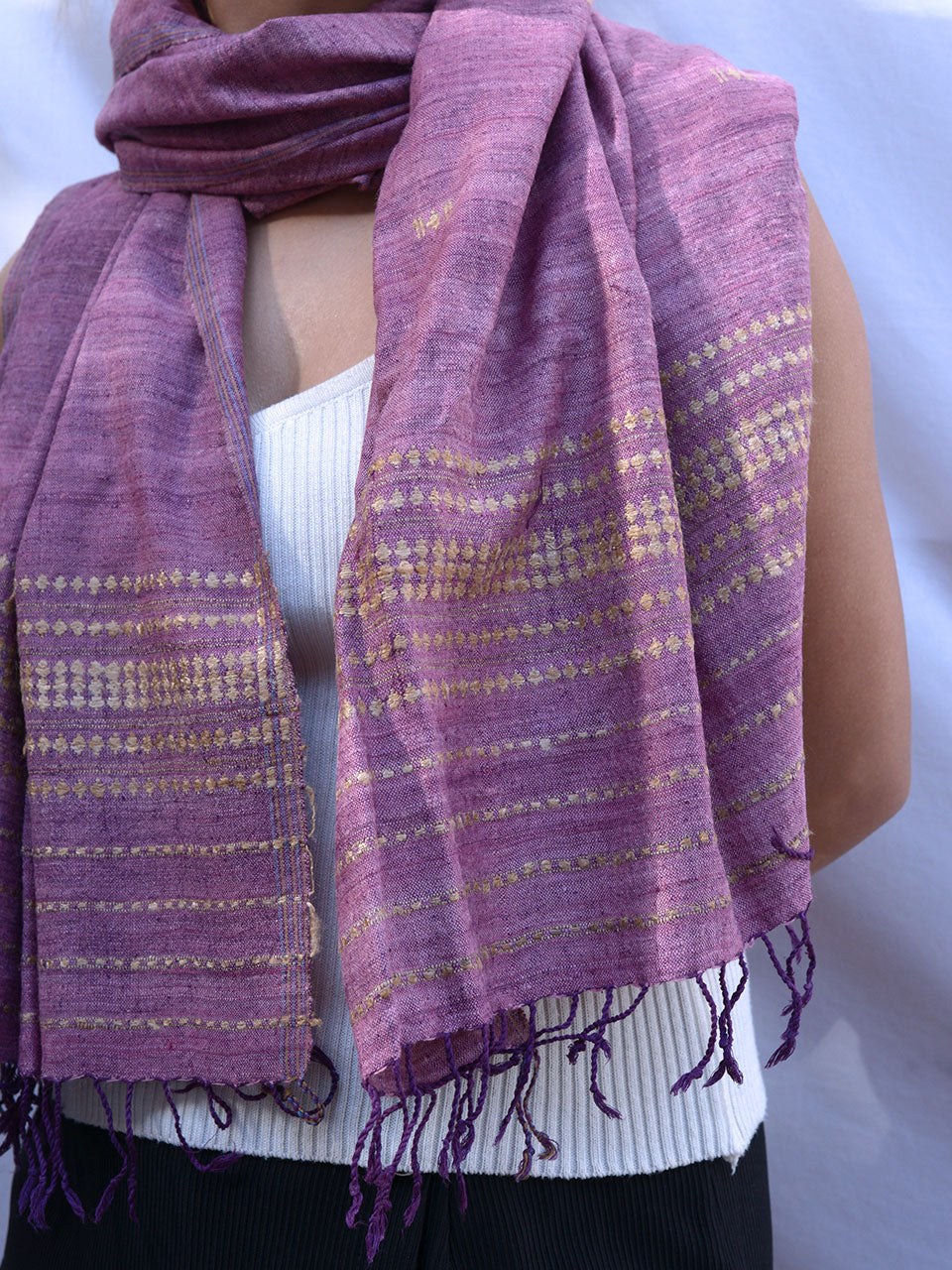 Timeless Silk - Purple Ghisa Pattern Eri Silk Stole