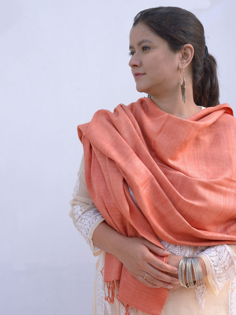 Timeless Silk - Peach Eri Silk Stole