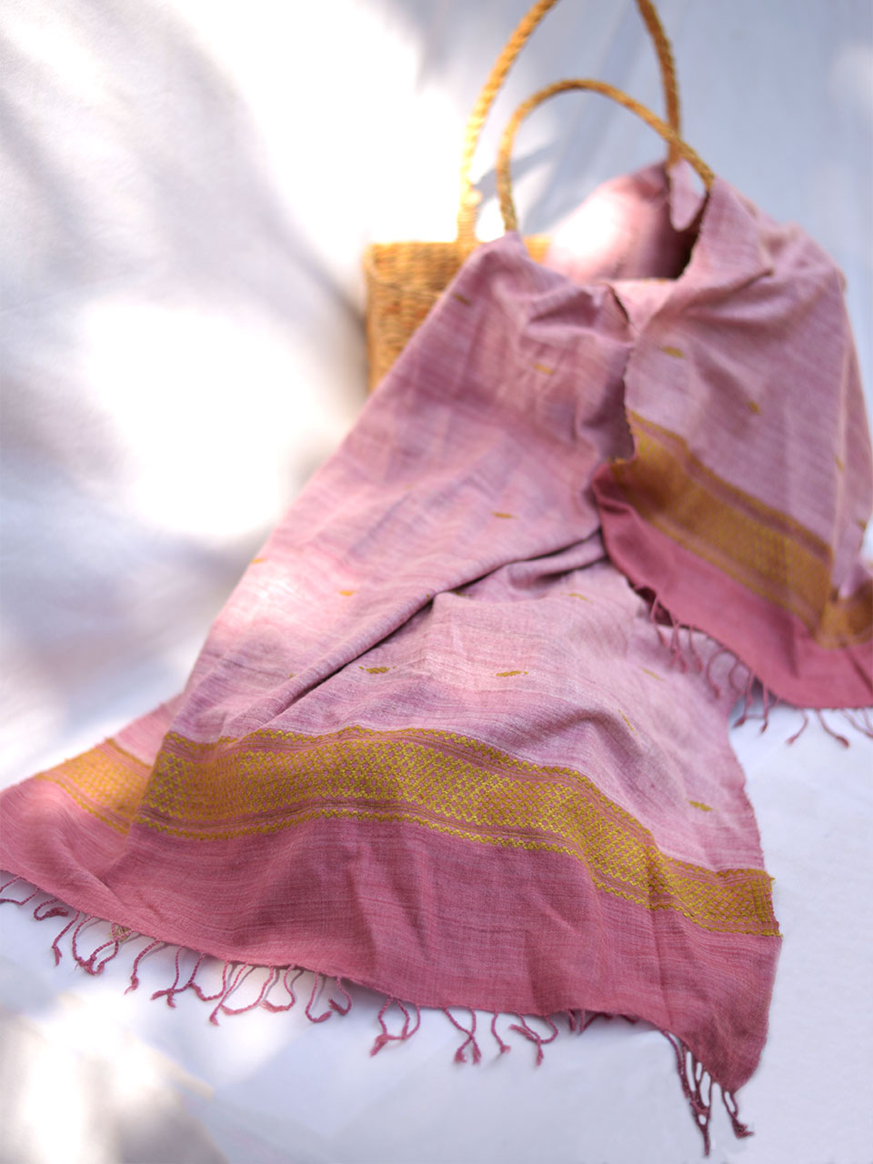 Timeless Silk - Light Pink Ghisa Pattern Eri Silk Stole