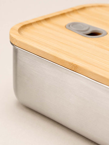 Jim Corbett - RVS Lunchbox met Bamboe Deksel en Vacuüm Ventiel 1200 ml 