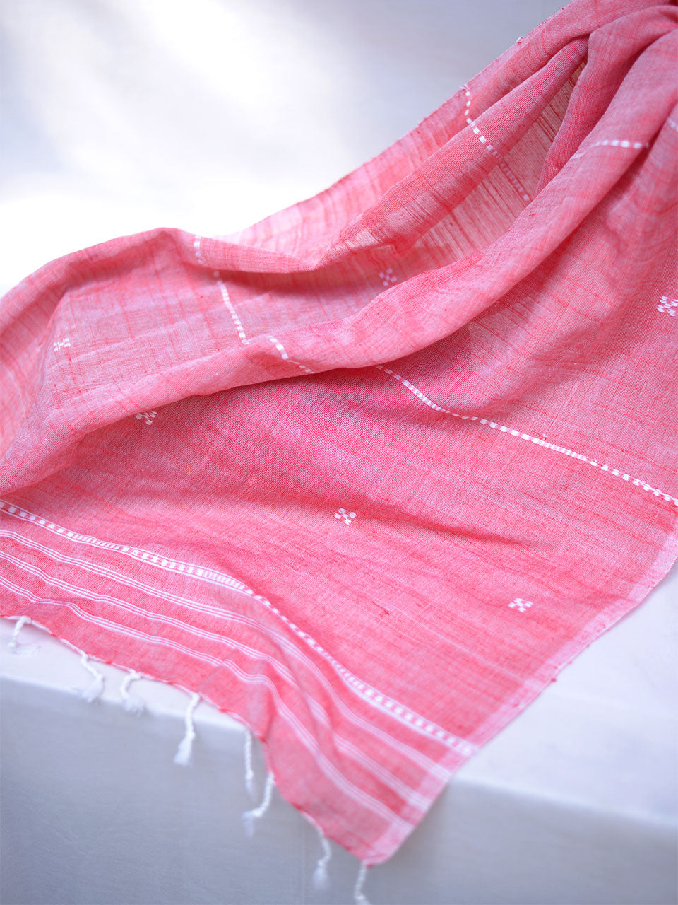 Santorini - Red Handwoven Cotton Stole