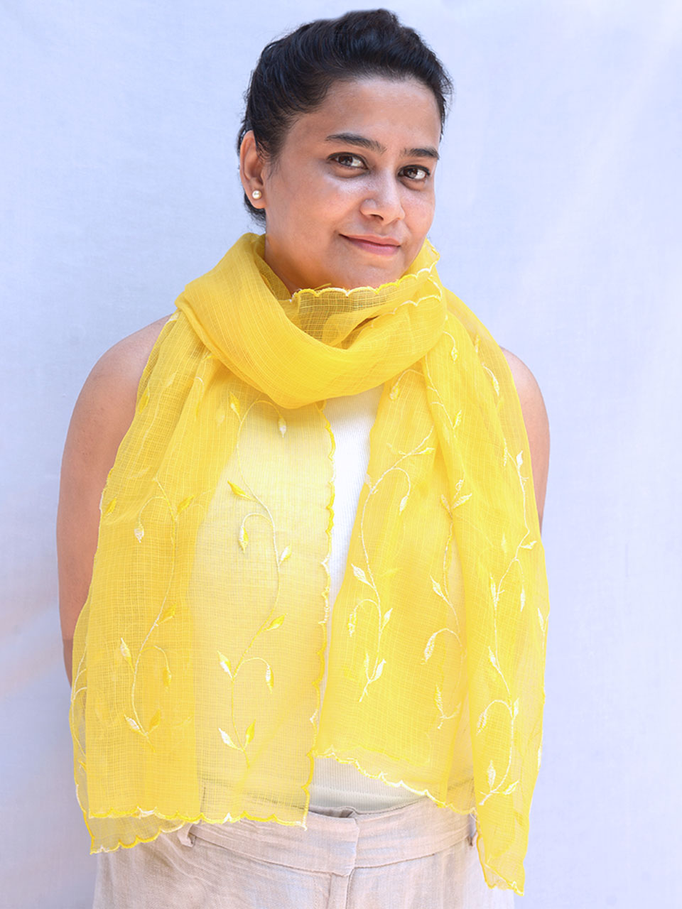 Seine - Kota Doria Yellow Shawl