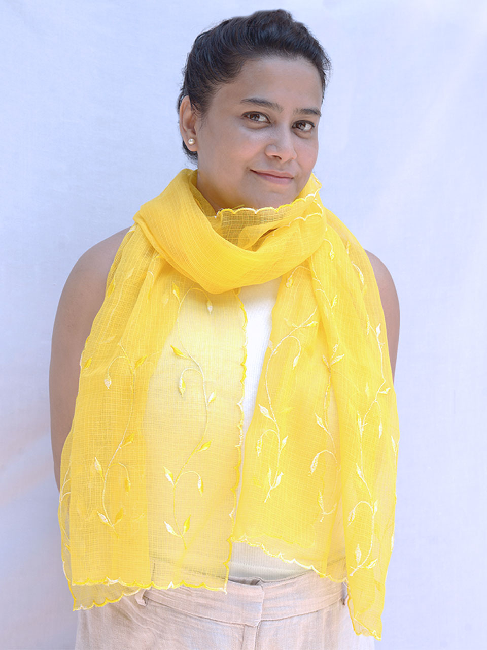 Seine - Kota Doria Yellow Shawl