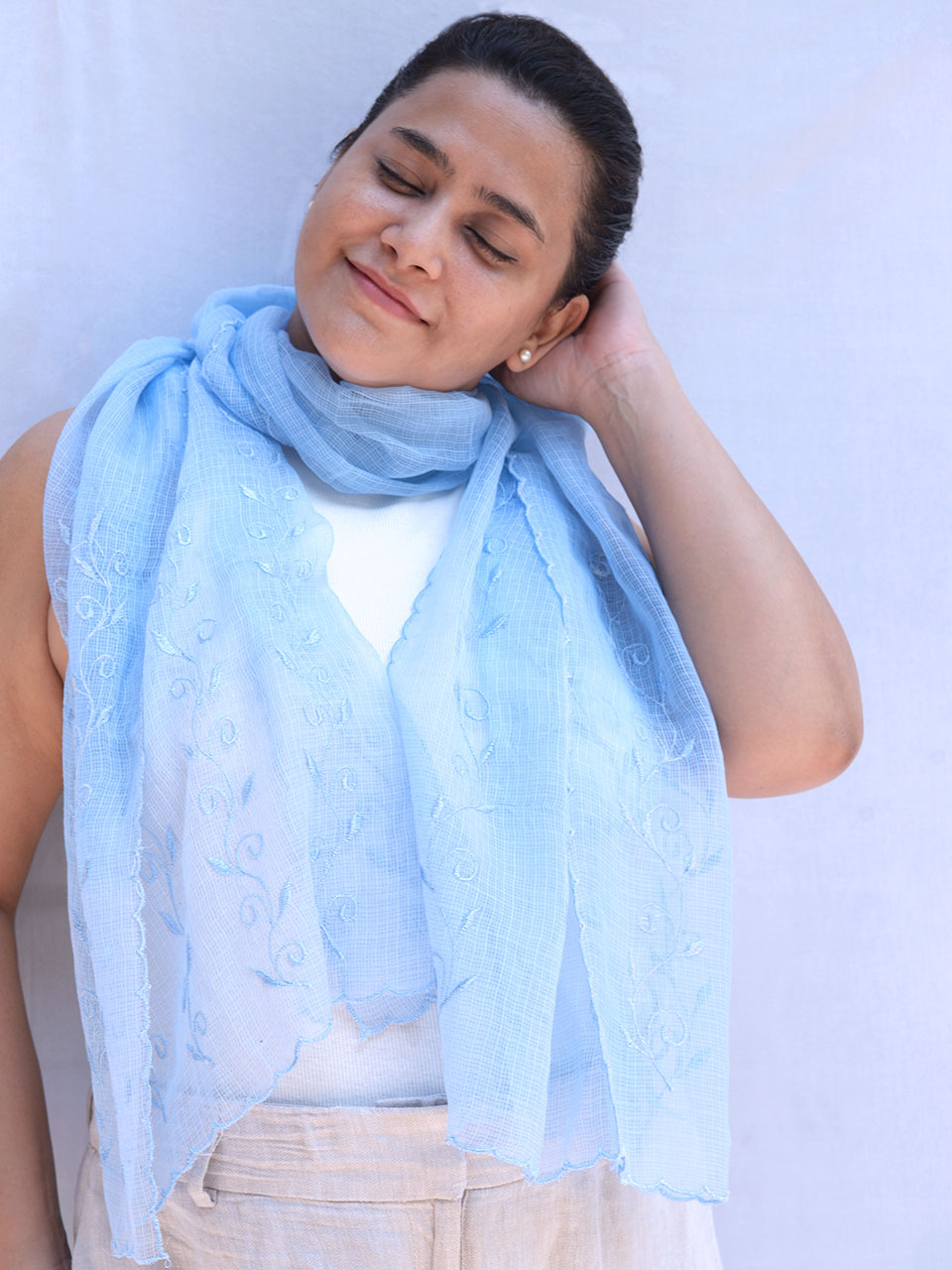 Seine - Kota Doria Blue Shawl