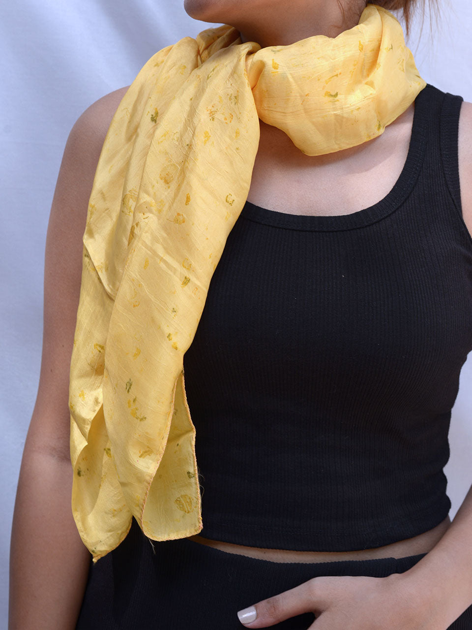 Onyx Yellow Eco-printed Silk Scarf