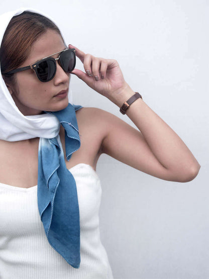 Cascade - Blue Cotton Scarf