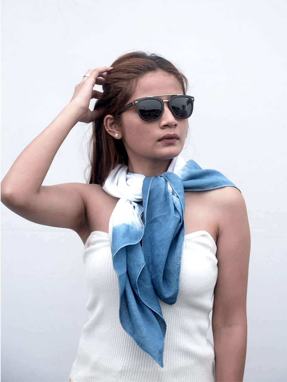 Cascade - Blue Cotton Scarf