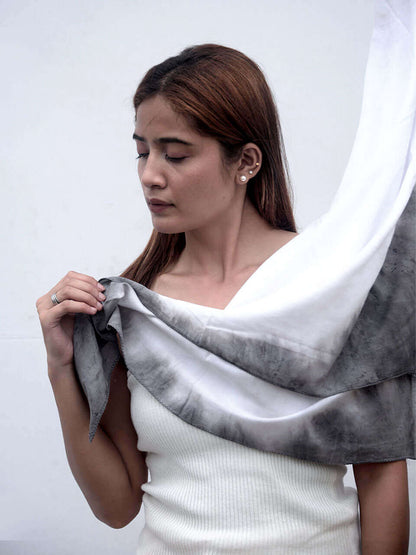 Cascade - Grey Edges Cotton Scarf