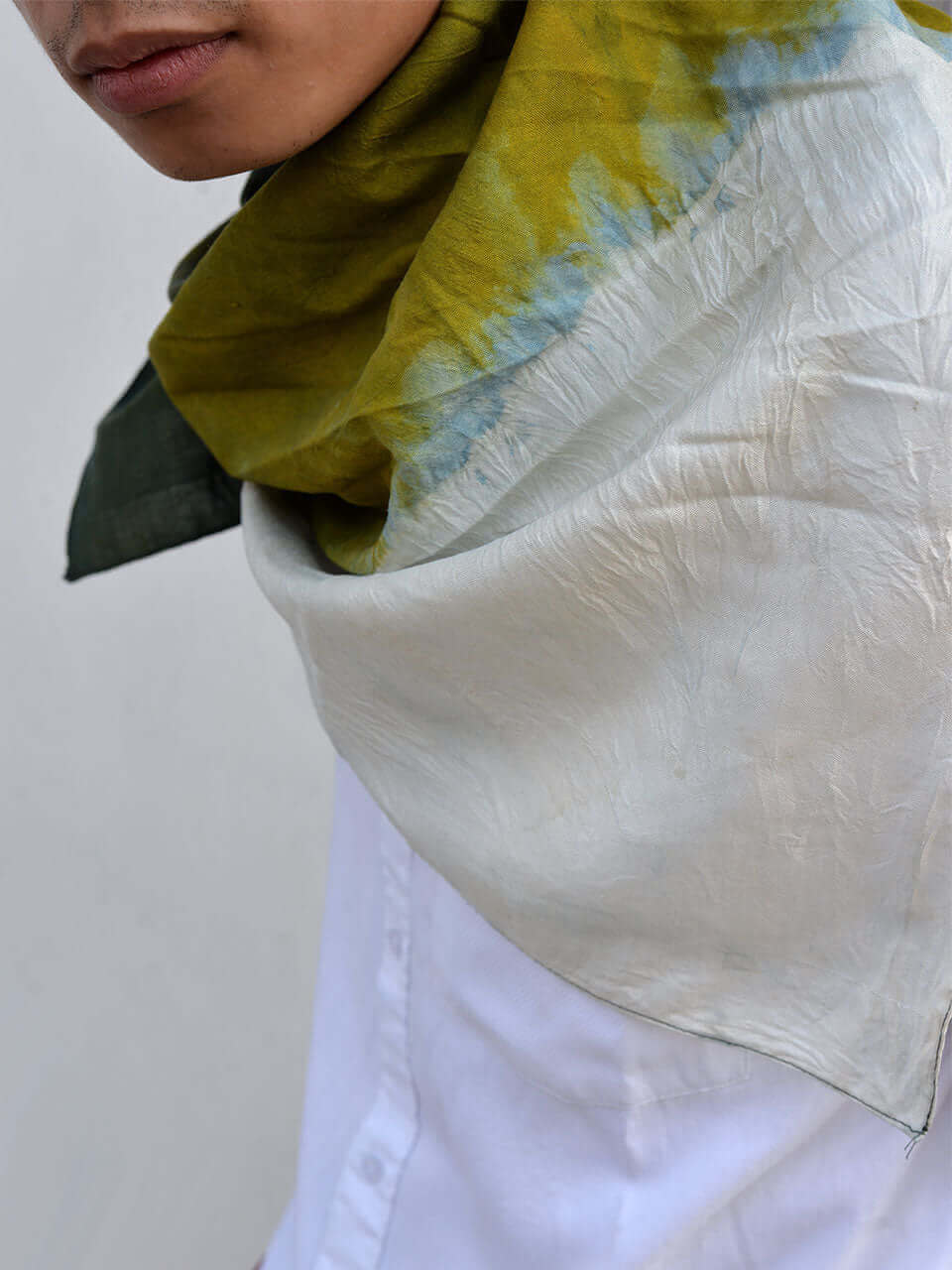 Asa - Pure Eri and Mulberry Green Ombré  Silk Scarf